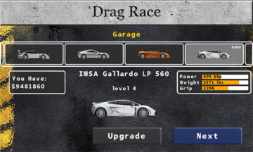Drag Race Screen